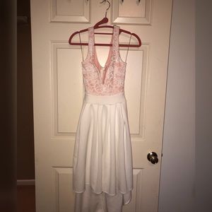 Pink and white flare dress